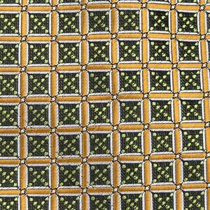 Kai Long Kailong Handmade Silk Necktie Gold Green 4in Wide Pre-Owned Excellent